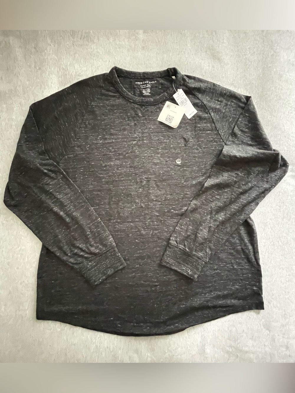 American Eagle Outfitters Men’s 2XL Charcoal Heather Long-Sleeve Crew Neck Shirt